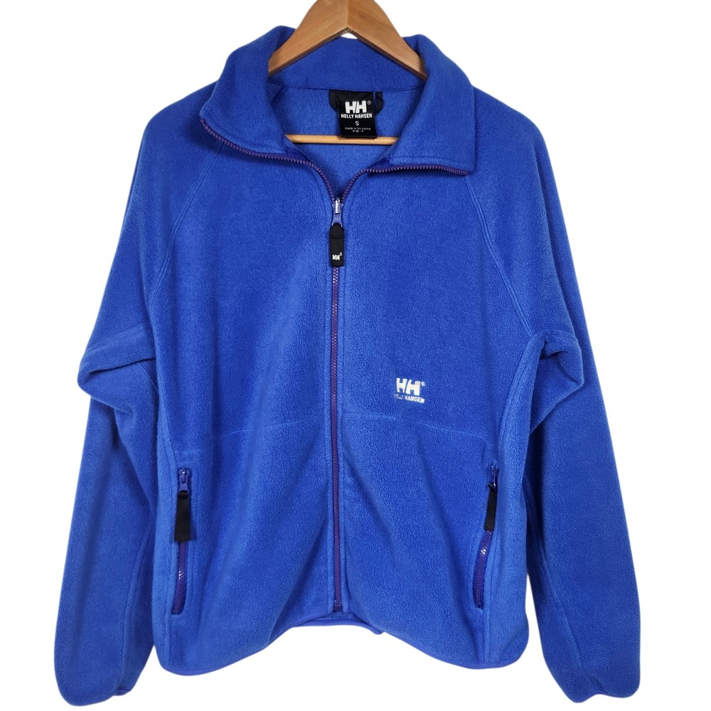 Helly Hansen Fleece Jacket Mens Small Blue Full Zip Outdoor Hiking Vintage
